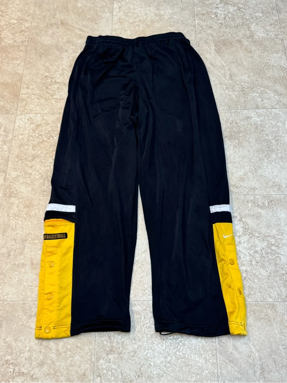 Nike Y2K Men’s Black Yellow Athletic Basketball Track Warm Up Pants Size Large